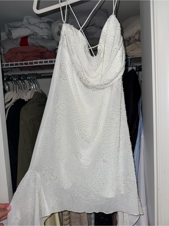 Peppermayo Dresses & Skirts - Peppermayo white beaded cowl slip dress